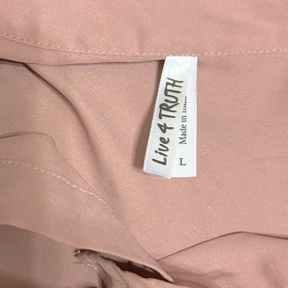Live 4 Truth Women's Blush Pink Tie Front V-Neck Blouse Size L - Picture 6 of 6